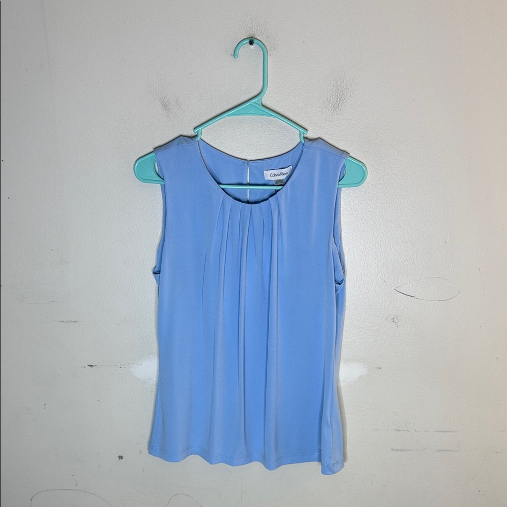 Calvin Klein Light Blue Sleeveless Blouse Size Large NEW!